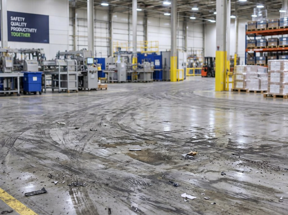 Industrial floor restoration — Before